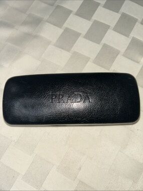 Prada Black Embossed Leather Sunglass Case